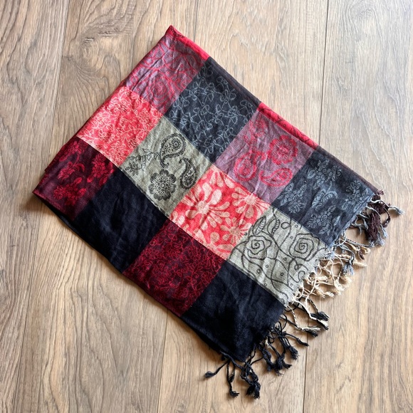 Accessories - NWT Genuine Jerusalem 100% Cashmere Scarf Red and Black Women’s Wrap Shawl